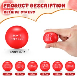 72 Pcs Motivational Stress Balls Colorful Foam Balls Inspirational Stress Relief Balls for Adults Kids Hand Exercise Stress Balls Anxiety Balls Fidget Toys for Motivating Encouraging (Red)