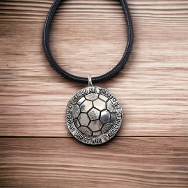 Forgiven Jewelry Phil 4:13 Soccer Necklace On Black Cord (sp8rub) Necklace