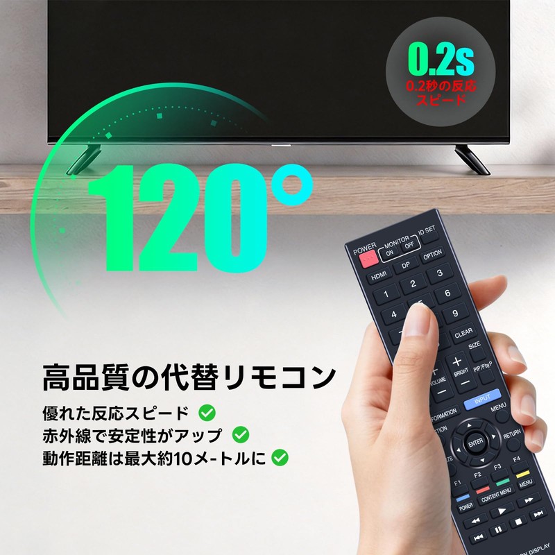 Monitor Remote Control for Sharp RRMCG1019MPPZ AQUOS Remote Control Compatible