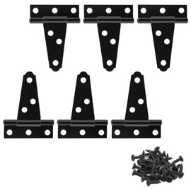 Murtenze 6Pack 2 Inch Black T-Strap Shed Hinge,Barn Door Hinges Heavy Duty Gate Strap Hinge T Hinges for Barn Door, Shed or Wooden Fences | Murtenze