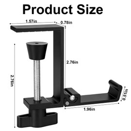 2PCS Foldable Headset Holder, Headphone Stand for Desk with Heavy Duty Aluminum Alloy, Adjustable Desk Clamp Holds Up to 22 lbs, Space Saving Headphone Hanger for desk office, Headphone Accessories