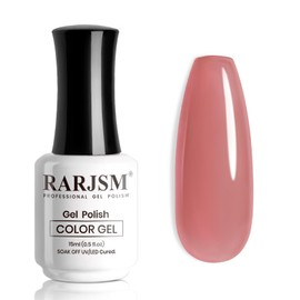 RARJSM Nude Gel Nail Polish Dark Pink Neutral Skin Tone Sheer Jelly Gel Polish 1PC 15ml Single Bottle Cream Transparent Pink Nail Gel Polish Soak off UV LED Cured for Home Salon DIY Manicure
