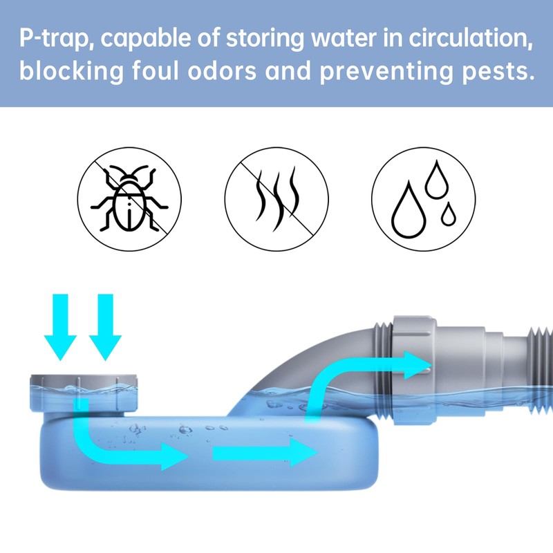 Low Profile Flexible Bathtub Shower Drain Pipe Kit - Flat