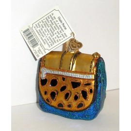 Old World Christmas BLUE CHAIN PURSE - OLD WORLD CHRISTMAS - BLOWN GLASS ORNAMENT NEW W/TAG 32215