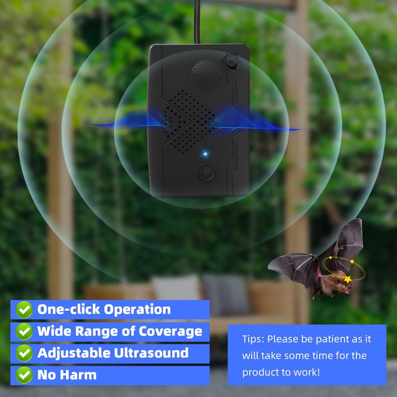 Bat Deterrent Devices,Bat Repellent for Attic,Rechargeable Bird Repellent,Porch & House