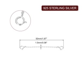 sourcing map 1 Pcs Chains Extenders 925 Sterling Silver 50mm Extension Chains with Clasps for Making DIY Handmade, Silver
