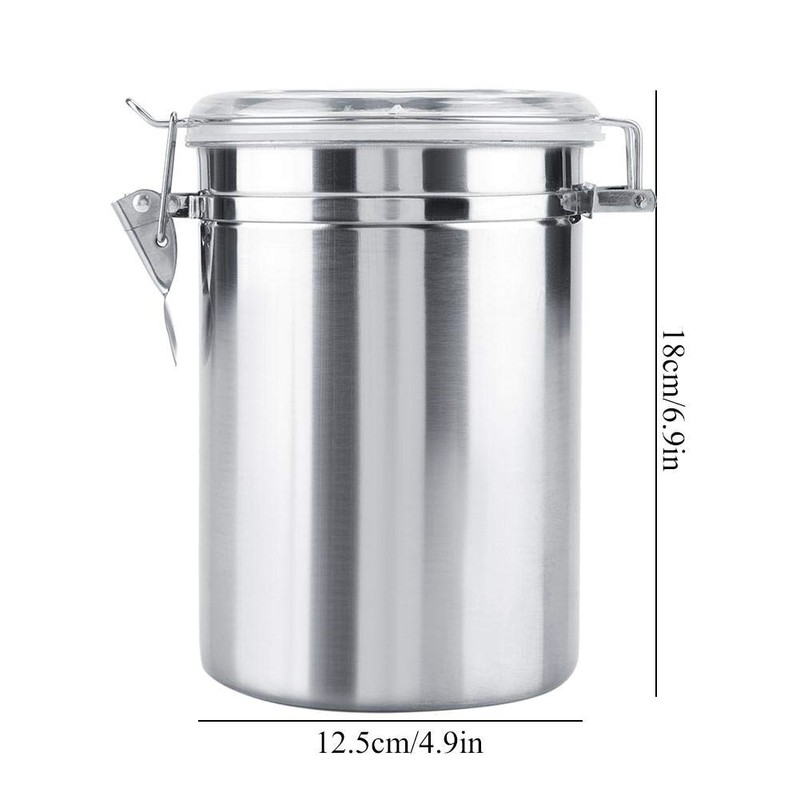 Food Storage Jar, Stainless Steel Coffee Container Airtight Sealed Food