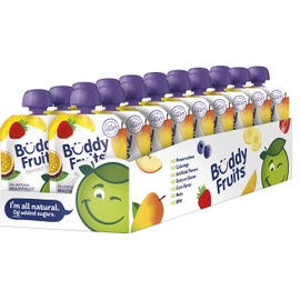 Buddy Fruits Snacks To Go Multifruit Unsweetened Applesauce 3.2oz Pouch (18pk) Gluten-Nut-Dairy-Preservatives-BPA Free, Non GMO, Kosher