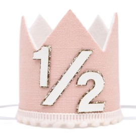 Agvgaza Simple Half Birthday Party Crown - Classic 1/2 Birthday Hat for Six Months Celebration,Unisex Photo Prop&Decorations (Lotus pink)