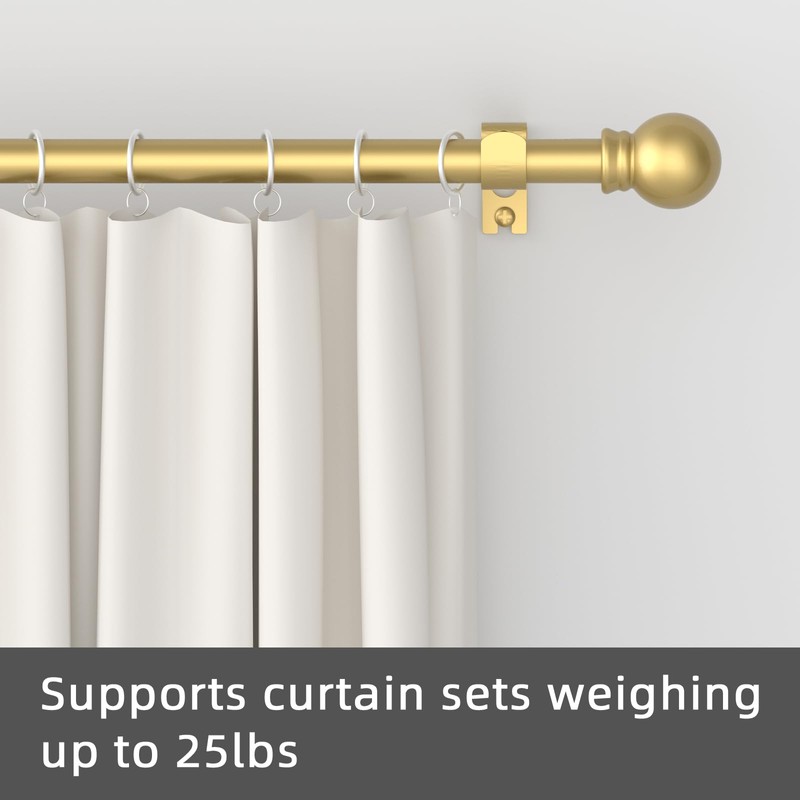 GXOACKJ 2 Pack Gold Curtain Rods for windows 66 to