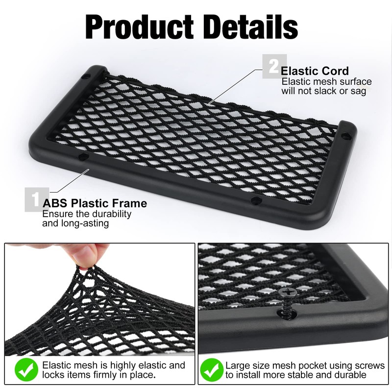 mxiixnai ABS Plastic Frame Automotive Cargo Nets Car Net Pocket