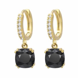 KUSPOAL black hoop earrings, black square crystal pendant earrings, set with zircon, jewelry for bridesmaids, bridesmaids, dances, and weddings