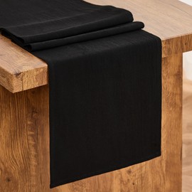 Letjolt Black Table Runner 72 Inches Long Rustic Table Runner Cotton Runner Plain Table Decor