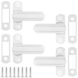 Pack of 4 Window Locks, Window Buckle, Window Door Lock, Aluminium Security Lock, Balcony Door, Safe Window Lock, Sash Jammer Door Lock, Child Protector Latch for Home Office
