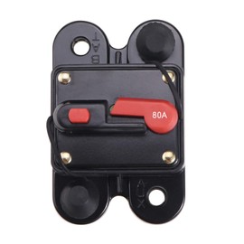 JIAKUPA 12V-24V DC 80A Circuit Breaker Fuse Inverter Fuse Holder with Manual Reset for Trolling Motor Auto Car Marine Boat Bike Stereo Audio