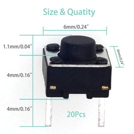 20 Pcs 6mm 2 Pin Momentary Tactile Tact Push Button Switch Through Hole Breadboard Friendly for Panel PCB