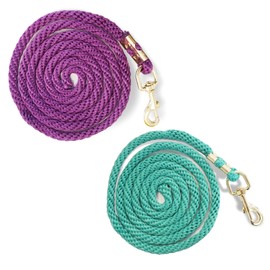 Lead Rope for Horses, Tie Rope in Various Stylish Designs, Lead Rope, Pony, Donkey, Goat (1 x Turquoise + 1 x Purple)