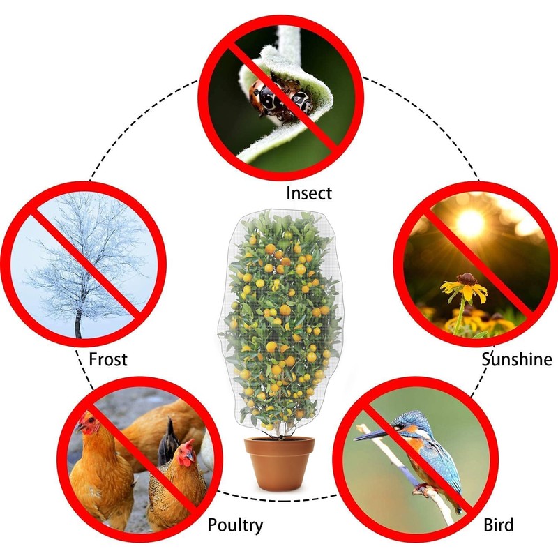 Alpurple 2 Pcs Insect Bird Barrier Netting Mesh with Drawstring-