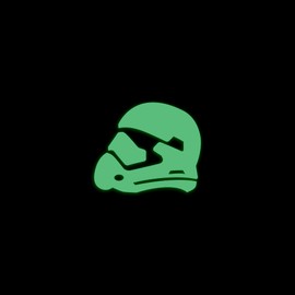 Star Inspired Movie Character Space Stormtrooper Helmet Glow in The Dark Sticker Decal for Phone Tablet Laptop Car Truck Window | 3" Sticker | Green