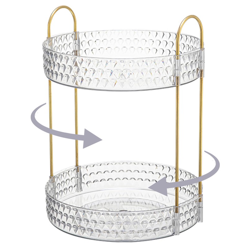 360° Rotating Cosmetic Display Case, 2-Tier Large Capacity Makeup Organizer
