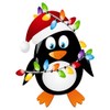 Christmas Penguin High Quality Double-Sided Window Cling with 20 Snowflakes
