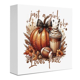 Autumn Fall Football Wood Sign for Home Office Dining Room Harvest Day Fall Vibes Desk Tabletop Bookshelf Decor