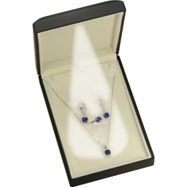 LED Black Necklace Earring Ring Jewelry Sets Gift Box for Wedding, Birthday...Luxury LED Necklace Medium Size Chain Jewelry Gift Box with Light for Women for Girls for Men