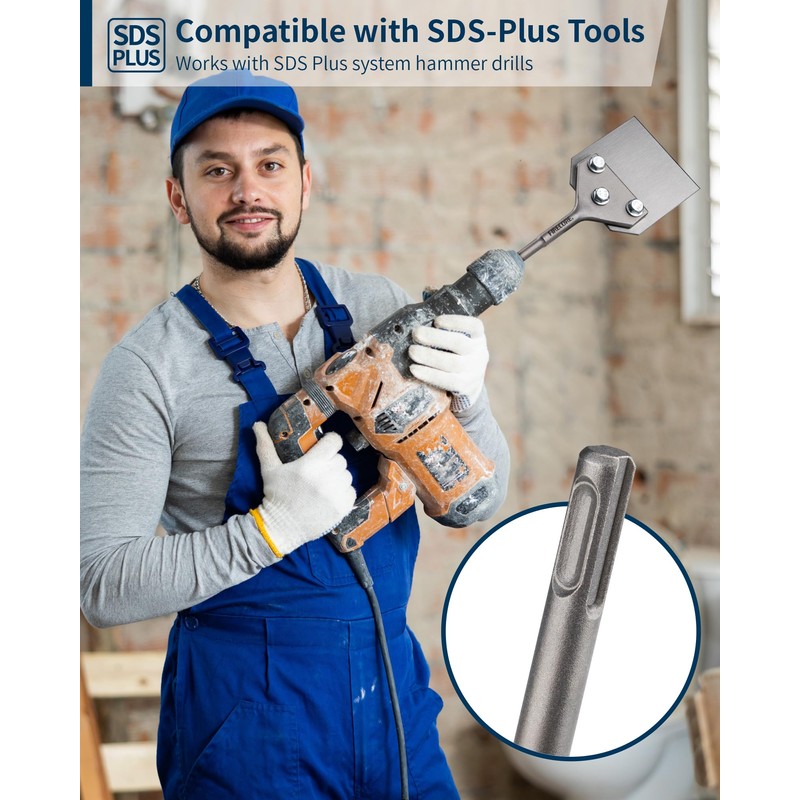 SDS Plus Floor Scraper with 2pcs Replaceable Blades, Firecore 4