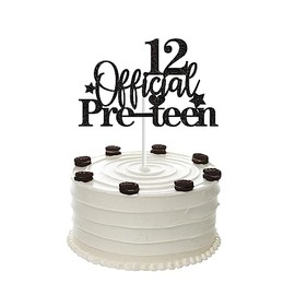 BlackGlittery - Decoración oficial para tartas de cumpleaños de 12 años, para niños y niñas de 12 años (negro)