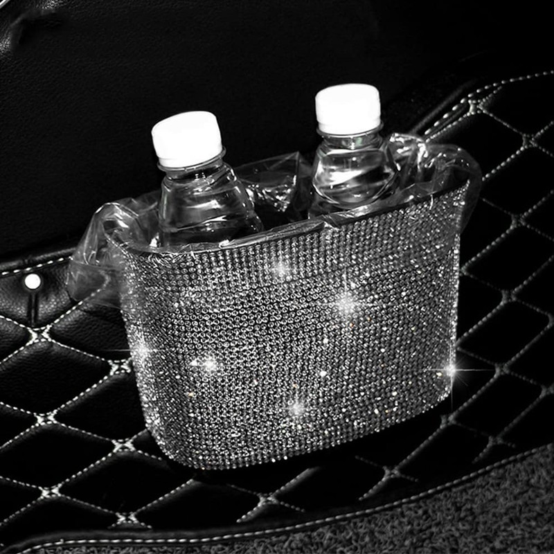 Baceyong Diamond Car Trash Can Creative Personality Hanging Diamante Trash