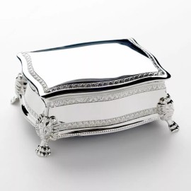 Elegance Silver Plated Square Victorian Jewelry Box