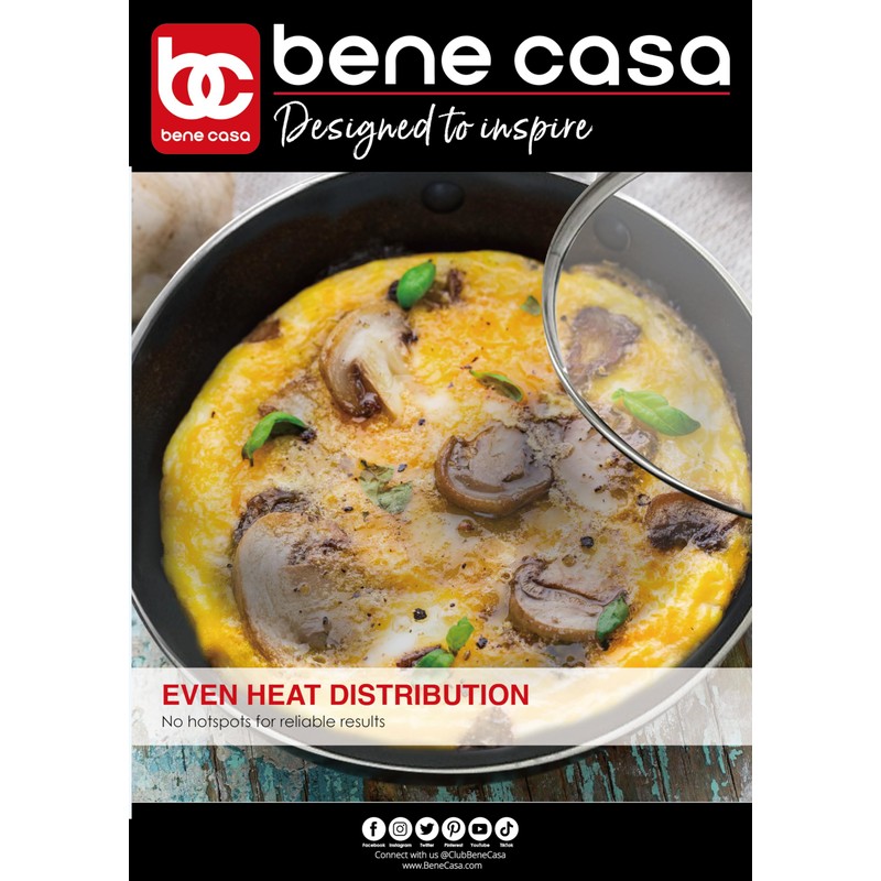 Bene Casa - Black Nonstick Aluminum Frying Pan with Glass