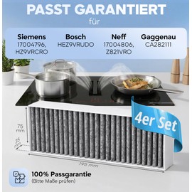 Kf3tec Activated Carbon Filter Cooker Hood [Pack of 4] Siemens HZ9VRCR0, Bosch HEZ9VRUD0, Bosch Siemens 17004796, Neff 17004806 + Z821VR0, Gaggenau CA282111 | Activated Carbon Filter Cooker Hood Filter
