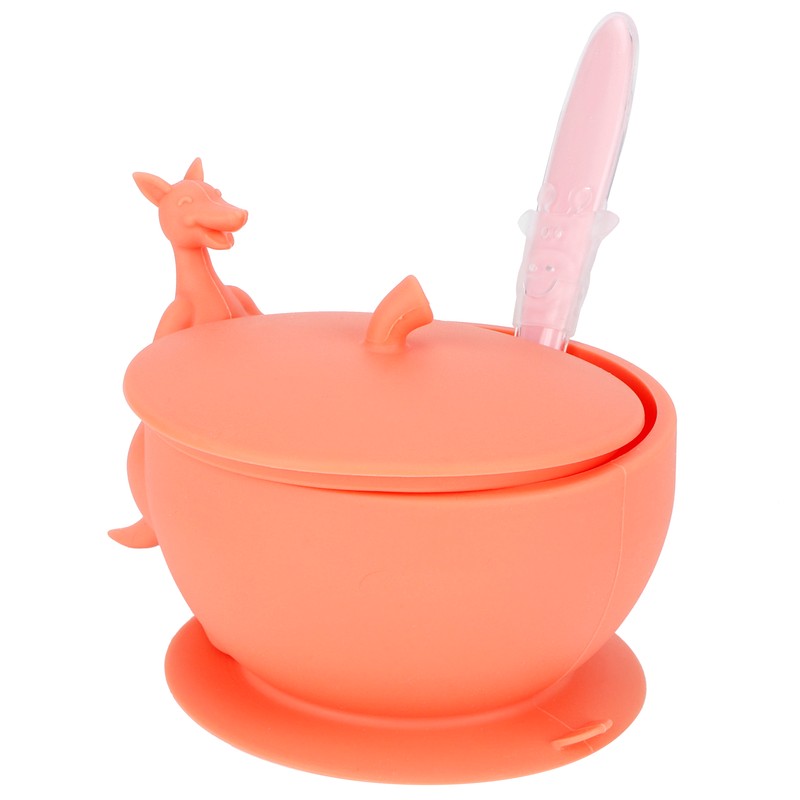 Cute Silicone Baby Feeding Bowl Spoon Set with Suction Base