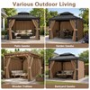 10x12 Gazebo Curtains, 4-Panels Gazebo Replacement Curtains with Zipper &