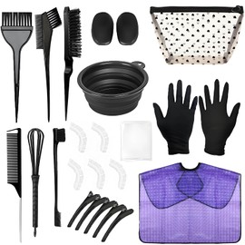 26 Pcs Hair Dye Kit - Hair Coloring Tools Set with Tinting Bowl, Agitator, Dye Brushes, Ear Covers, Hair Clips, Cape & More - For Salon Use & Home DIY