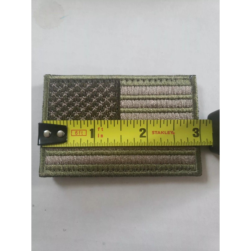 AMERICAN FLAG EMBROIDERED PATCH OD Green USA US w/ Hook