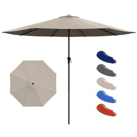 Nalupatio 11ft Outdoor Patio Umbrella,Table Umbrella,Yard Umbrella,Heavy-Duty Round Market Umbrella with 8 Sturdy Ribs, Crank for Garden,Deck,Backyard,Pool-Beige
