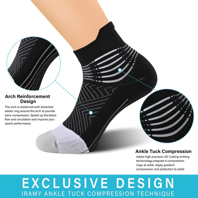 IRAMY Compression Ankle Support Running Socks for Women Men Coolmax