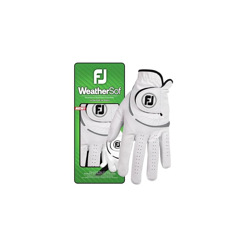 FootJoy WeatherSof Men's Golf Glove, White/Grey