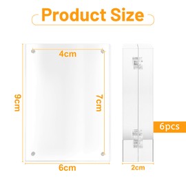 lalago Pack of 6 Clear Acrylic Picture Frames, Table Picture Frame, 6 x 9 cm Acrylic Magnetic Picture Frame, Acrylic Picture Frame, Photo Frame, Compatible with Instax Mini