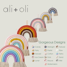 Ali+Oli Macrame Boho Wall Decor (Dots) Nursery Boho Decor- Kids Room Decor-Boho Decor for Bedroom- Rainbow Room Decor, Pastel Room Decor- Girl and Boy Room Decor- Small