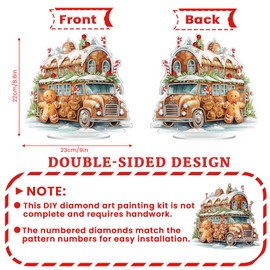 Diamond Painting Christmas Double-Sided Car Table Ornaments Art Kits for Adults, Diamond Art Table Decor Christmas Crystal Painting Desktop Kit for Home Office Desktop Decor