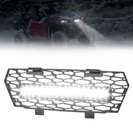 KEMIMOTO LED Grill Light Front Mesh Grille Compatible with Polaris General 1000/4 1000/ XP 1000/ XP4 1000 2016-2024 Grille Mesh with LED Light Bar Accessories
