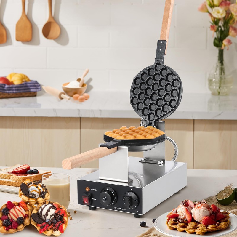 Electric Bubble Waffle Maker, 2800W Round Waffle Iron Bubble Waffle