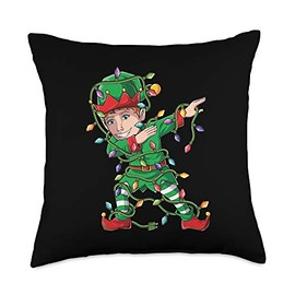 Dabbing elf christmas xmas lights gifts idea Dabbing elf Christmas Tree Lights for Boys Girls Kids Gift Throw Pillow, 18x18, Multicolor