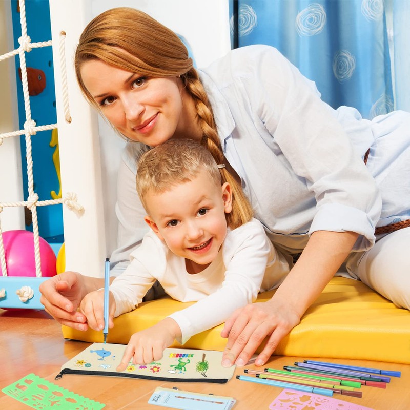 SIMSPEAR Canvas Pencil Case Set, cream white, DIY