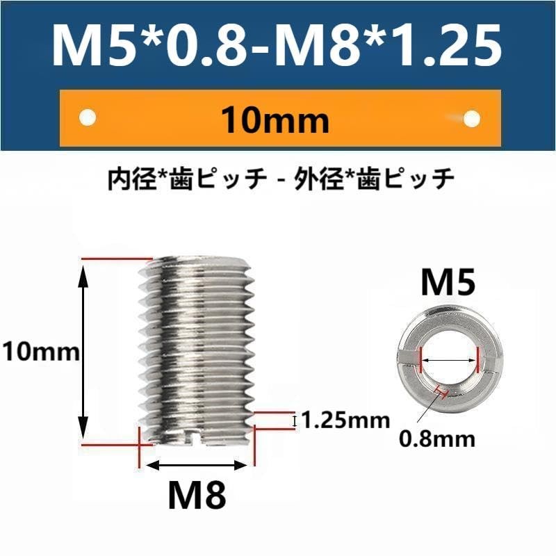 Korekaou Insert Nuts 10 Pcs Screw Conversion Adapter Stainless Steel