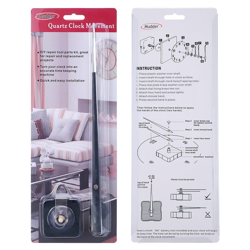 Mudder High Torque Clock Movement with 2 Hands to Fit