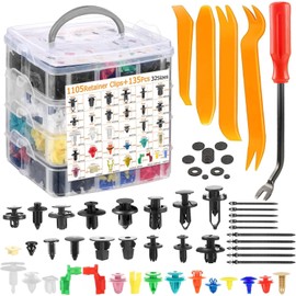 Einesin EINESIN Car Push Retainer Clips & Auto Fasteners Assortment, Plastic Push Pin Rivets Expansion Screws Replacement Most Popular Sizes Auto Push Pin Rivets Set -Door Trim Panel Fender Clips (1240)